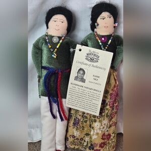 Fred Harvey Trading Co. Handmade Navajo Dolls By Sadie Nez #494254 COA